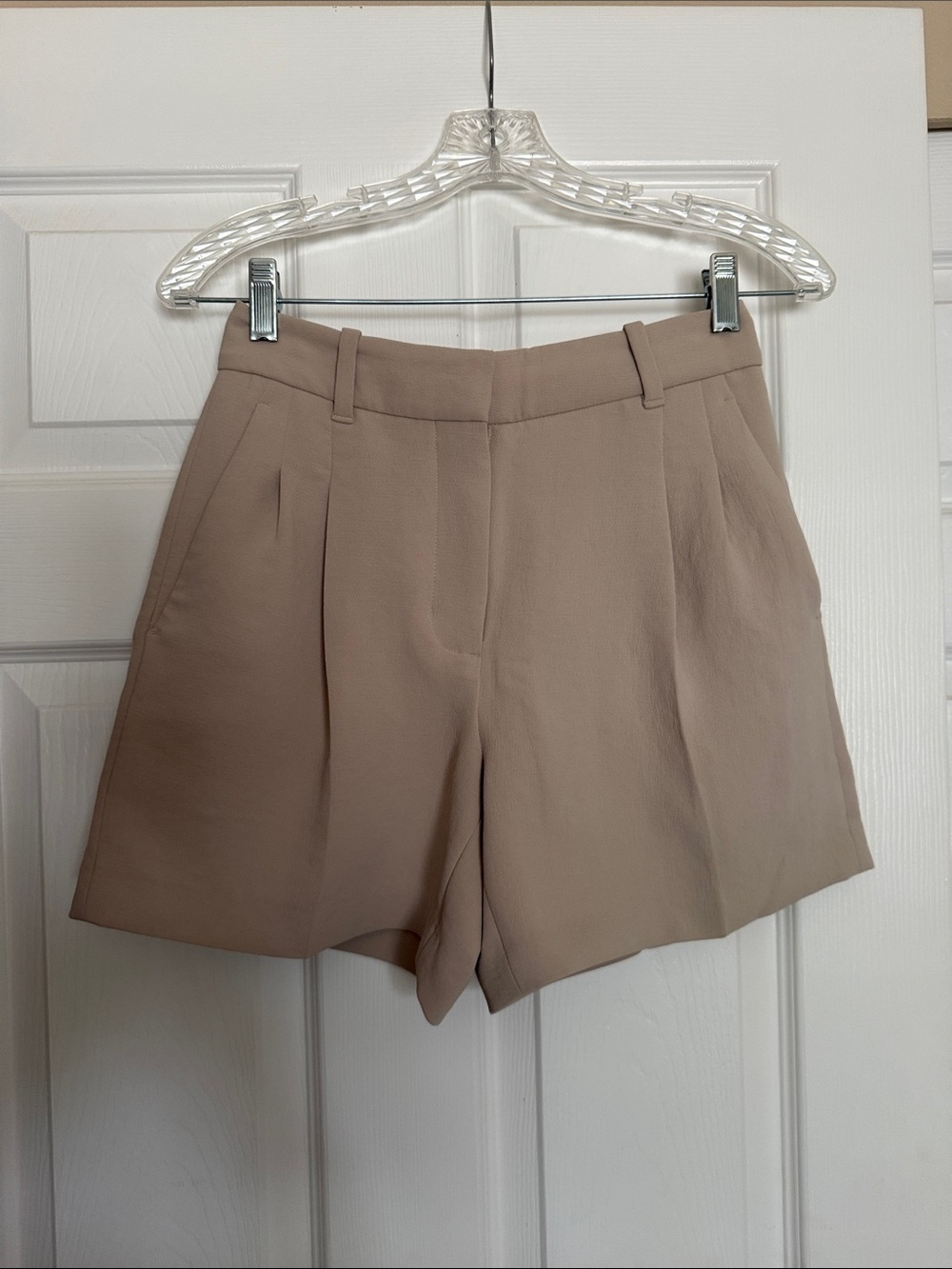 Aritzia Marcona Beige Effortless Mid Thigh Shorts 2